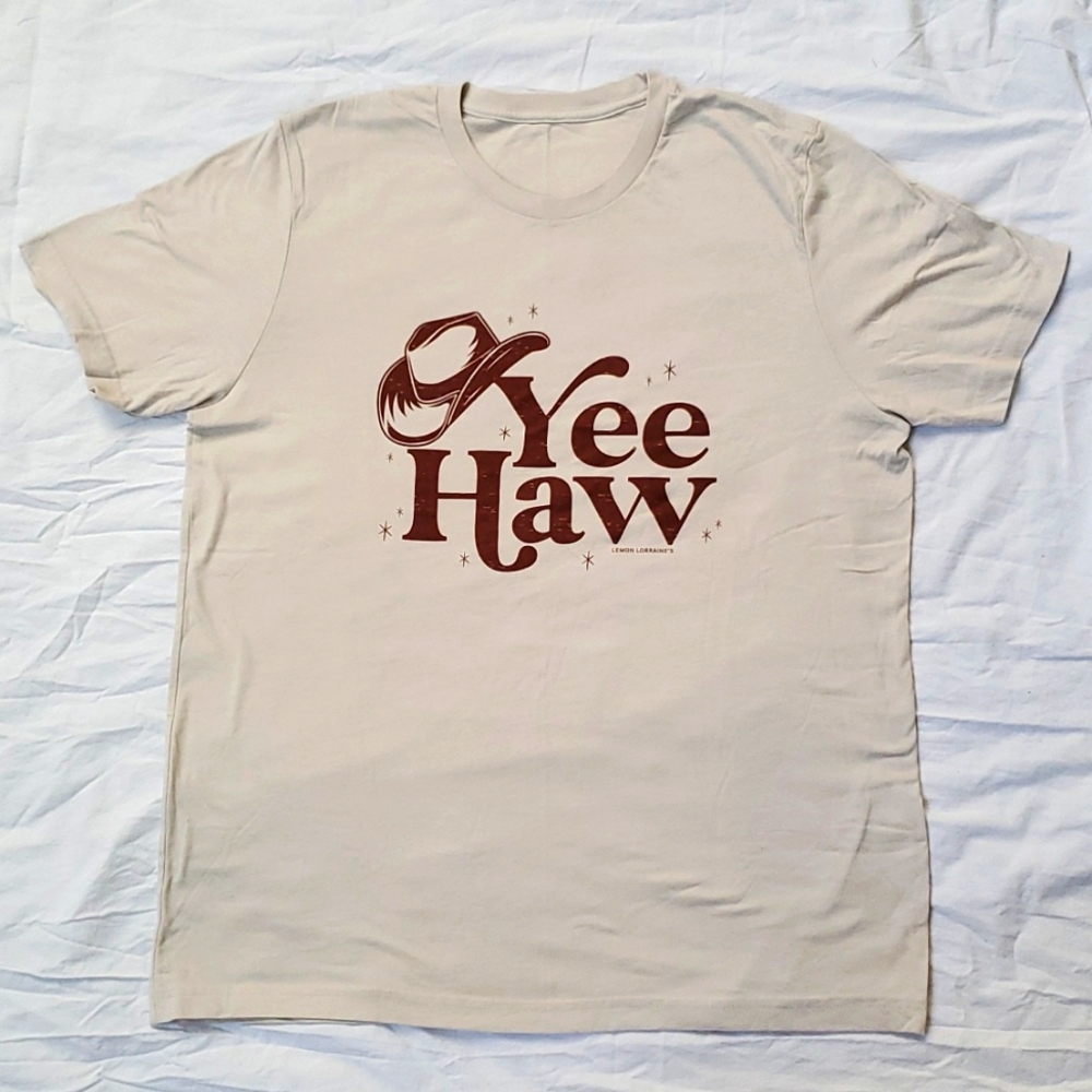 MUST GO XL Cream Graphic Print Yee Haw Cowboy Hat Tee Lemon Lorraine's